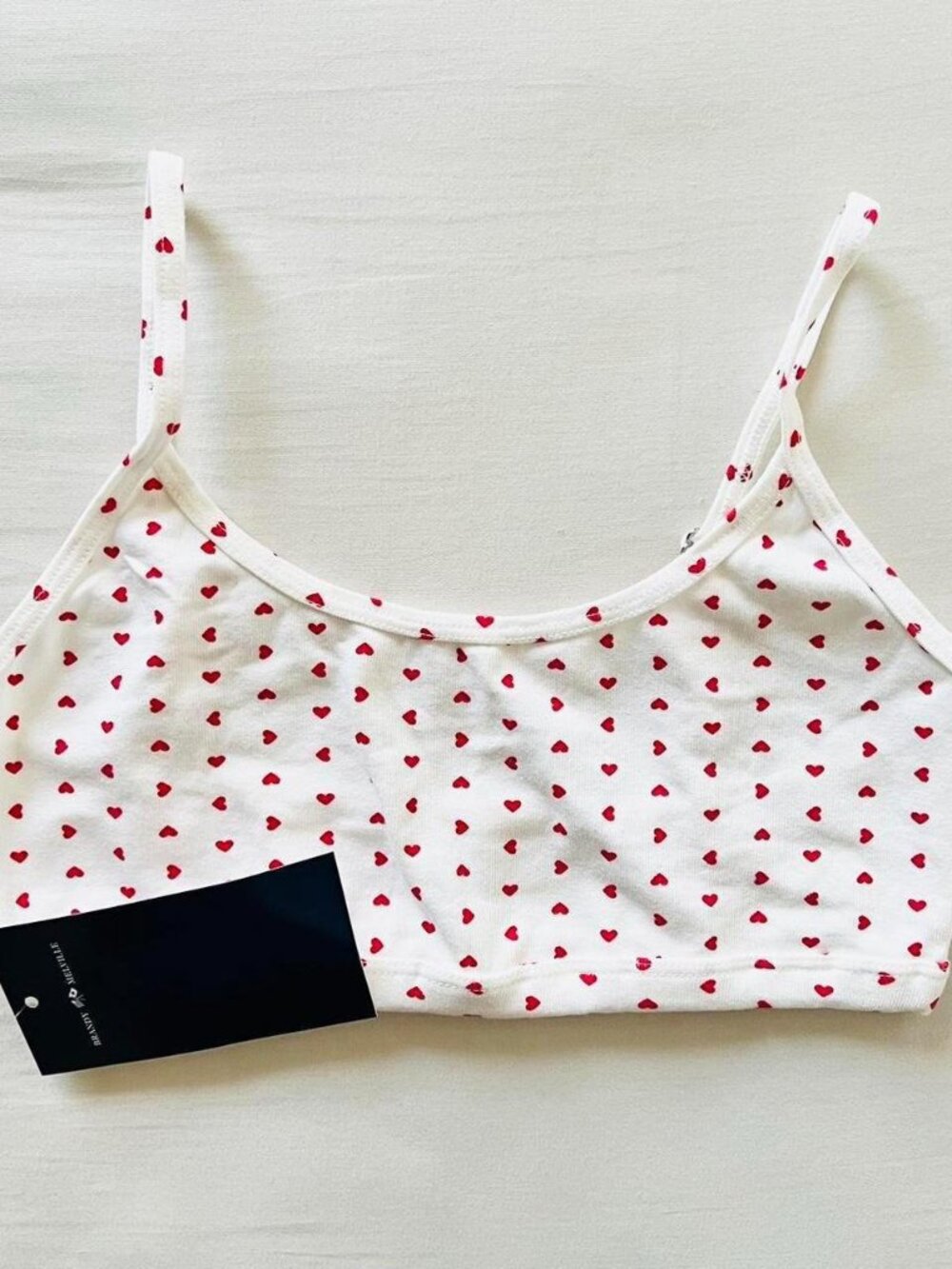 BNWT Brandy Melville-John Galt crop red heart bralette tank 10 x 13